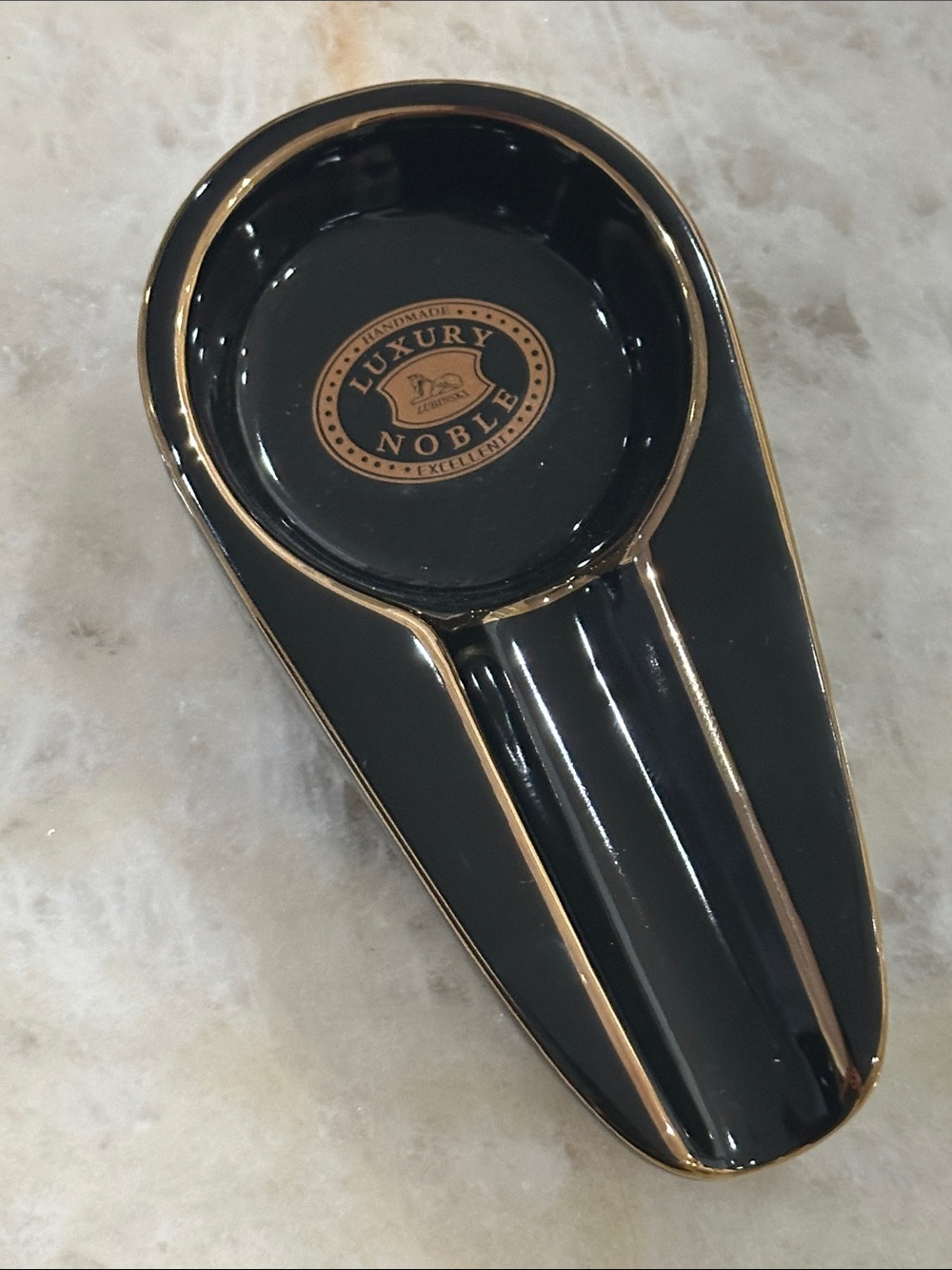 Black and Gold Ceramic Cigar Ashtray